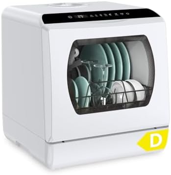 Alt Text for image 1: Compact Hermitlux Table Top Dishwasher on a kitchen counter