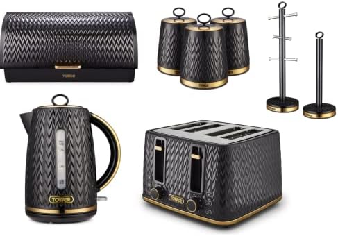 Alt Text for image 1: Tower Empire Kitchen Set with black and brass finish