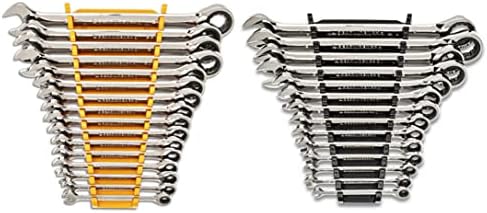 Alt Text for image 1: GearWrench 30 Piece Wrench Set showcasing the full range of SAE and Metric sizes with racks